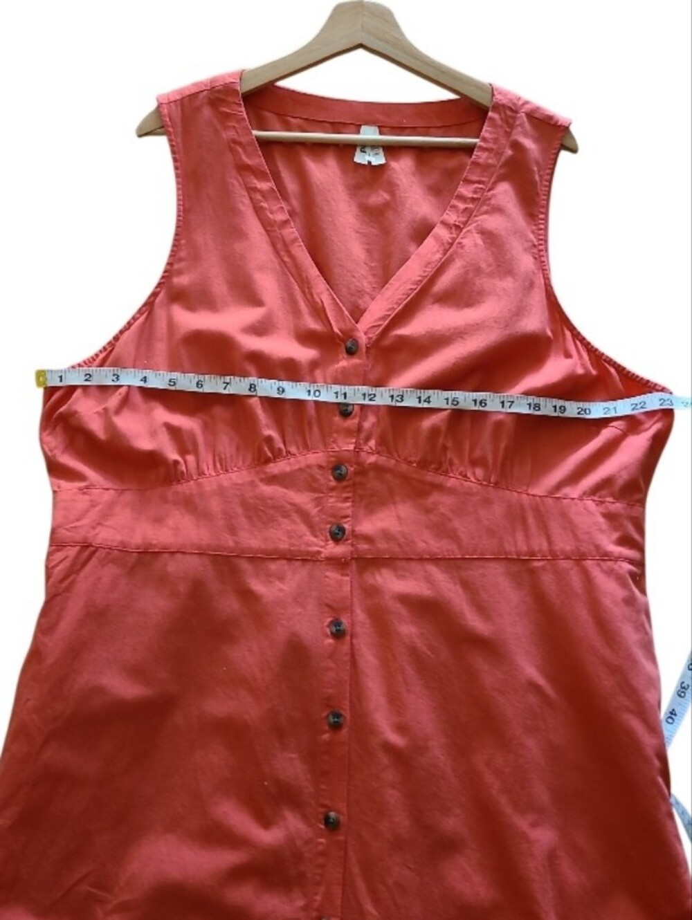 Pact Organic Cotton Linen Canopy Button Front Dress Coral Orange - Picture 15 of 17